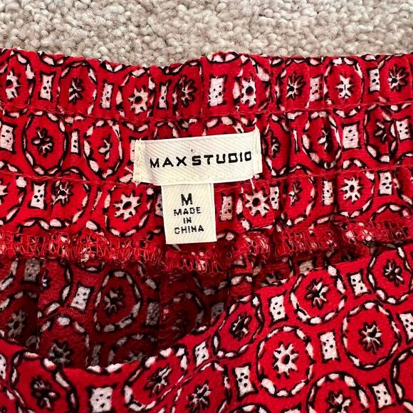 Max Studio Women's Bright Red Patterned Wide Leg Trouser Size M - Picture 7 of 10